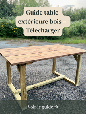 Table extérieure en bois fabriquée soi-même – Guide DIY à télécharger sur mobydiy.fr
